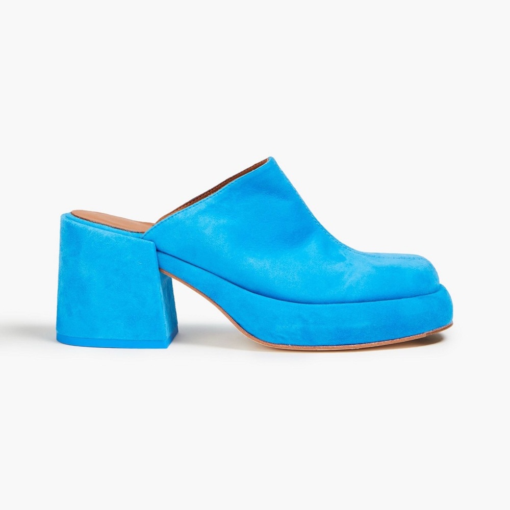 MIISTA Nicola Blue Suede Mules, Size 38